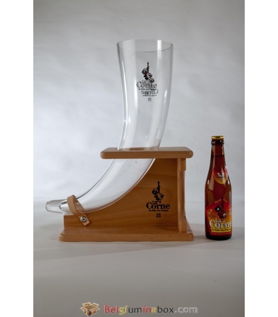 La Corne du Bois des Pendus (horn) XL Glass 3 L in Wooden Stand