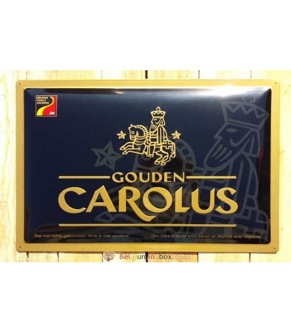 Gouden Carolus Beer-Sign in Tin-Metal